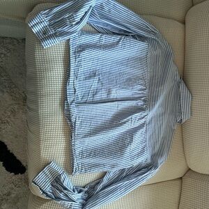 Zara Blue and White Casual Button Down Shirt